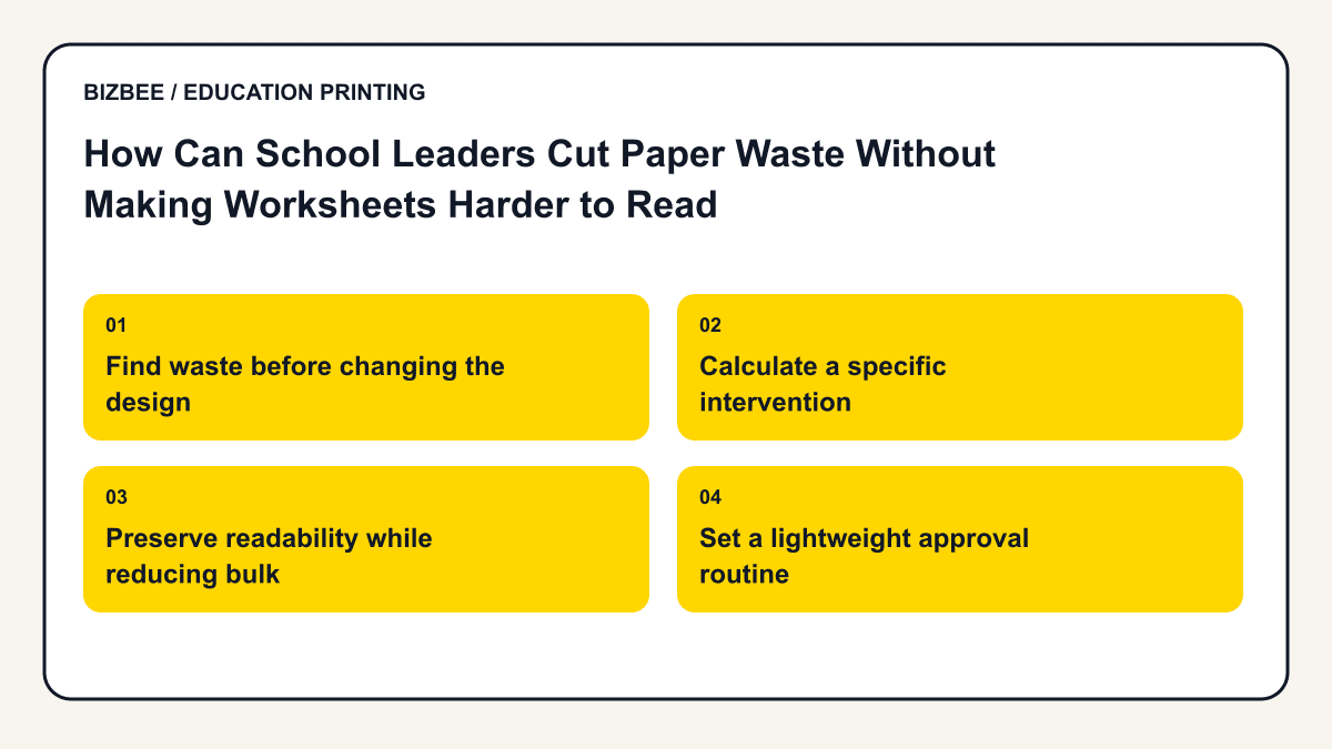 Planning diagram for how can school leaders cut paper waste without making worksheets harder to read