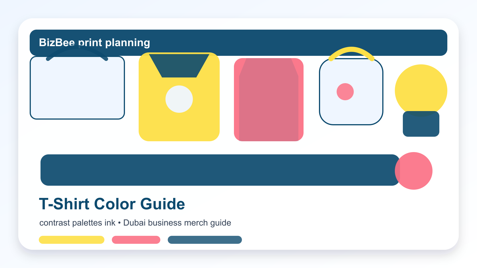 BizBee apparel and promotional product guide visual for best t-shirt colors for custom printing showing T-shirt color comparisons showing ink contrast, brand palettes and print readability.