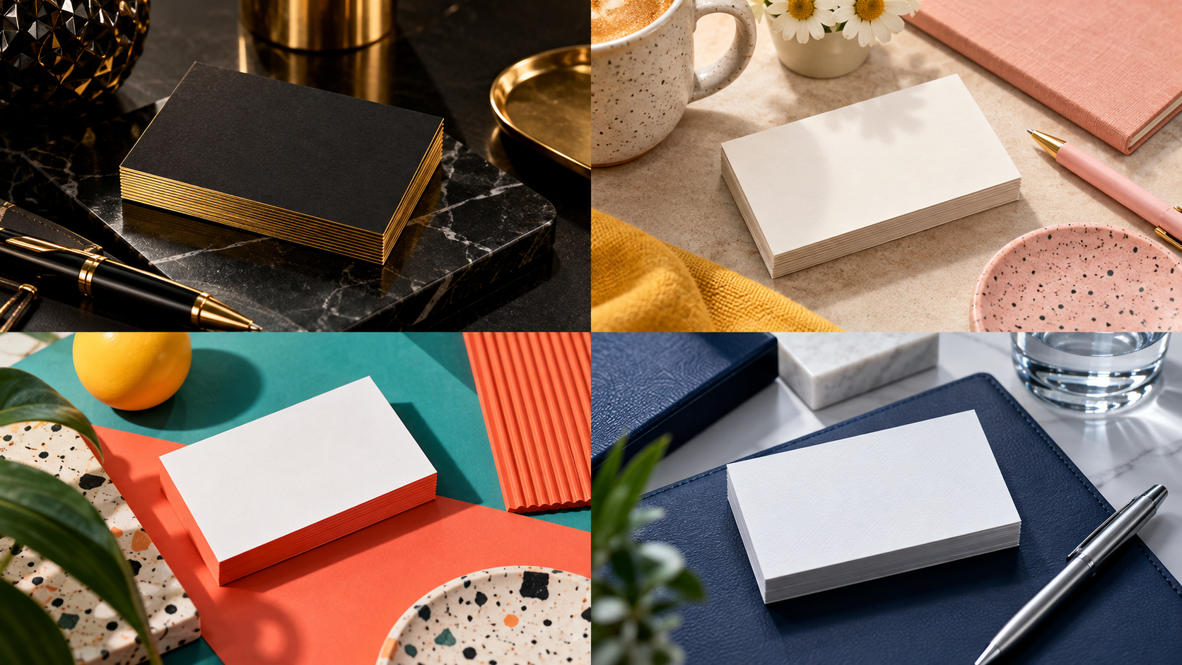 BizBee business-card guide visual for business card psychology for dubai brands showing four perception zones showing luxury, friendly, creative and corporate card styles.