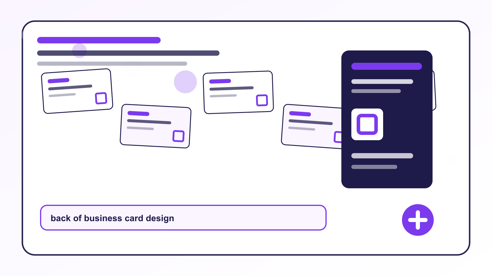 BizBee print guide visual for how to use the back of a business card effectively showing back-side business card ideas with QR, appointment fields, loyalty stamps and map cues.