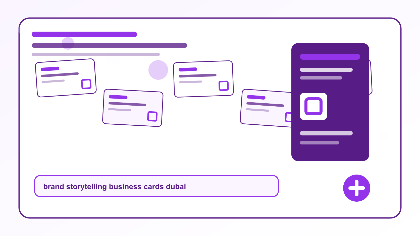 BizBee print guide visual for how to tell your brand story with a business card showing brand-story business card sets showing premium, friendly, creative and corporate directions.