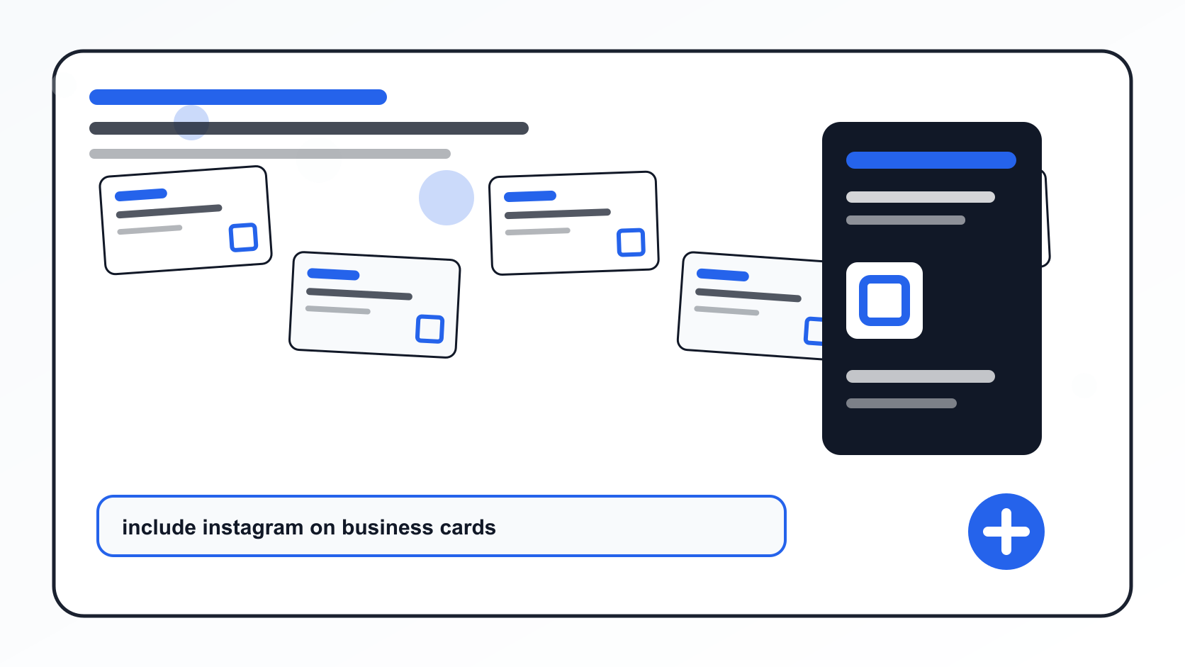 BizBee print guide visual for how to include instagram on business cards showing business card layouts with Instagram handle, profile QR and social CTA options.