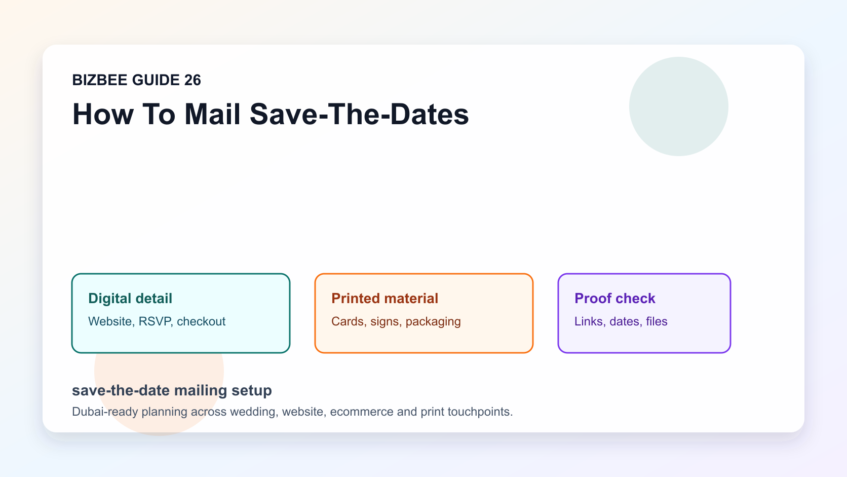 save-the-date mailing setup for Dubai wedding, website and ecommerce planning
