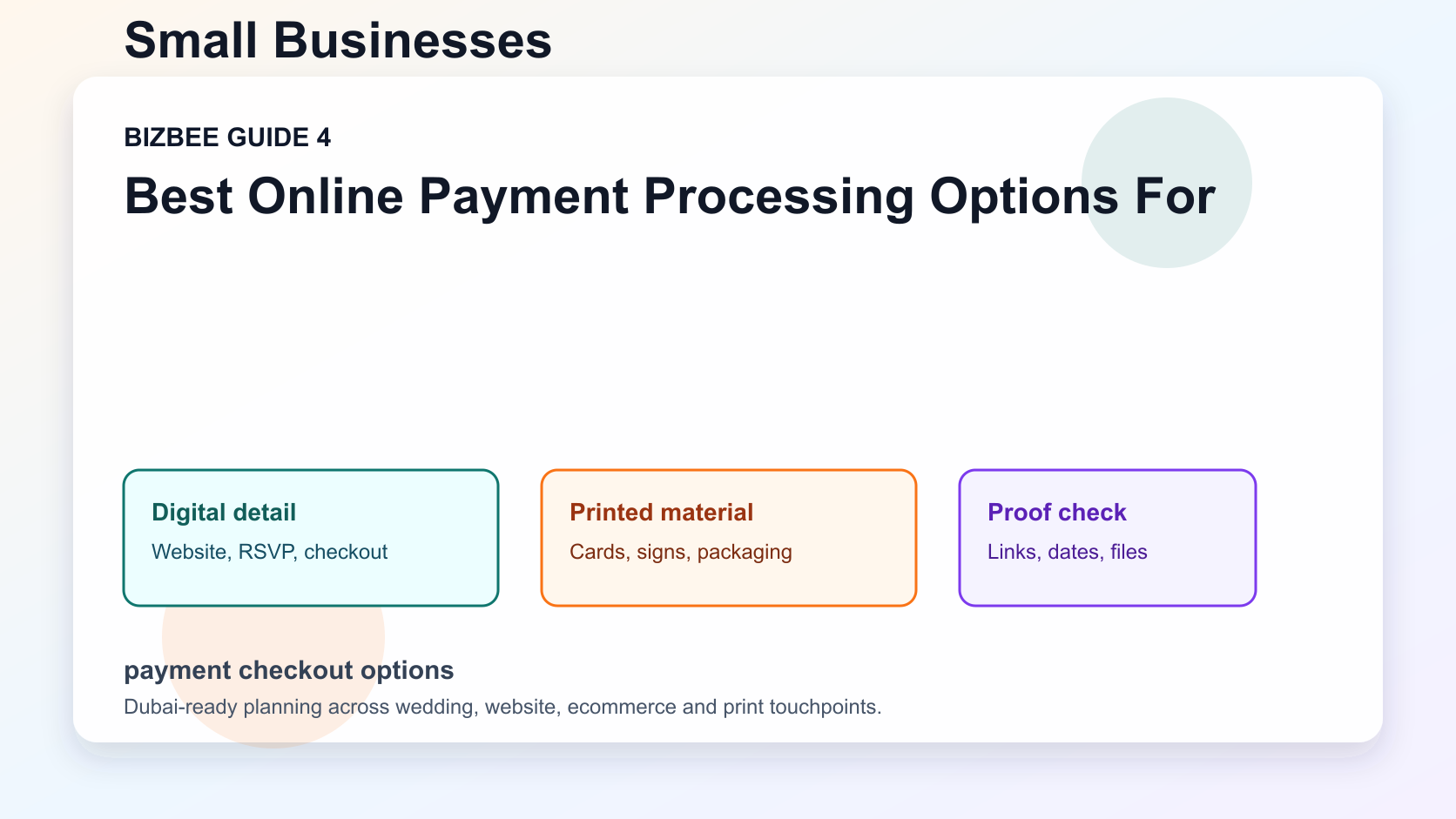 payment checkout options for Dubai wedding, website and ecommerce planning