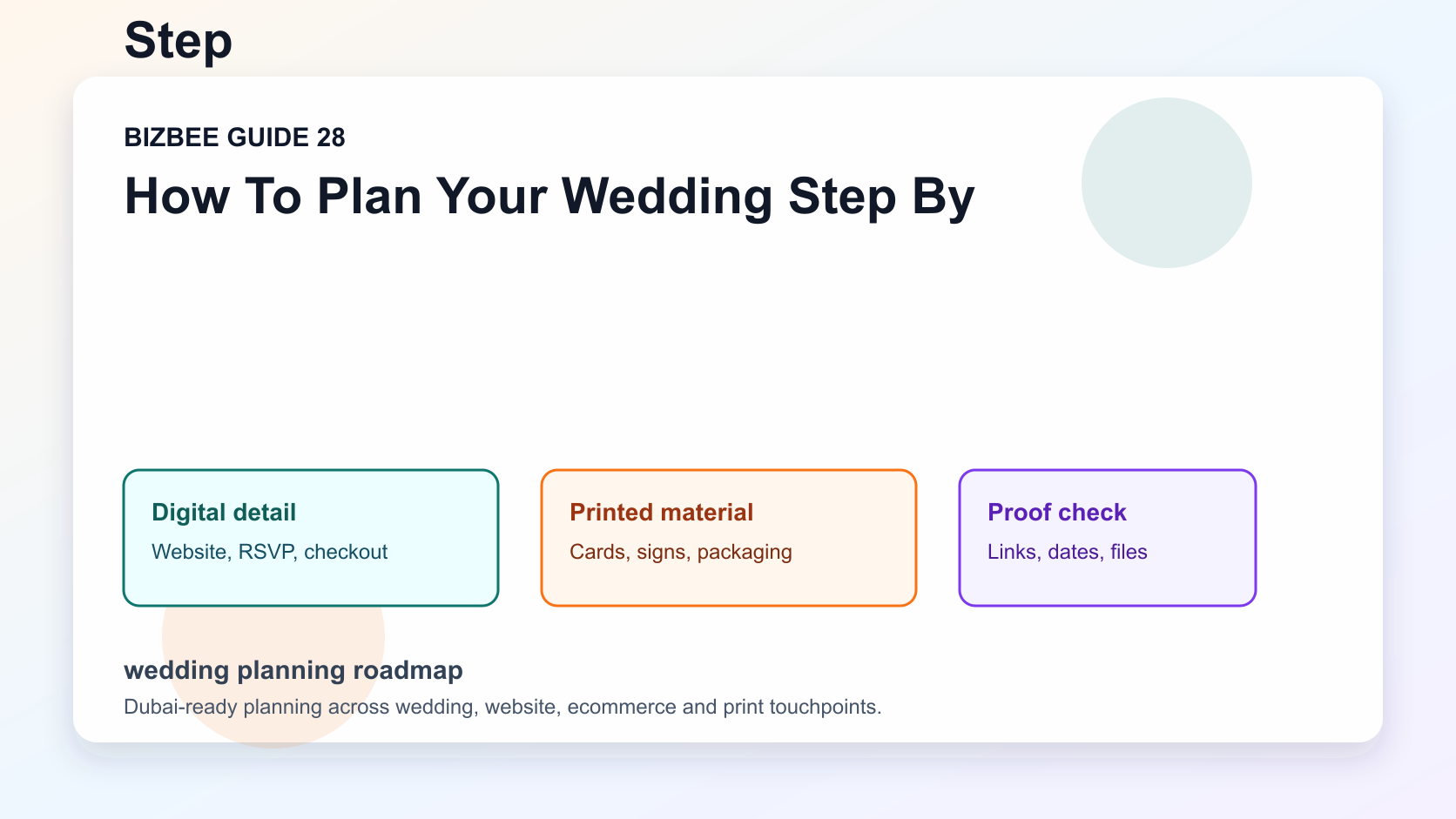 wedding planning roadmap for Dubai wedding, website and ecommerce planning
