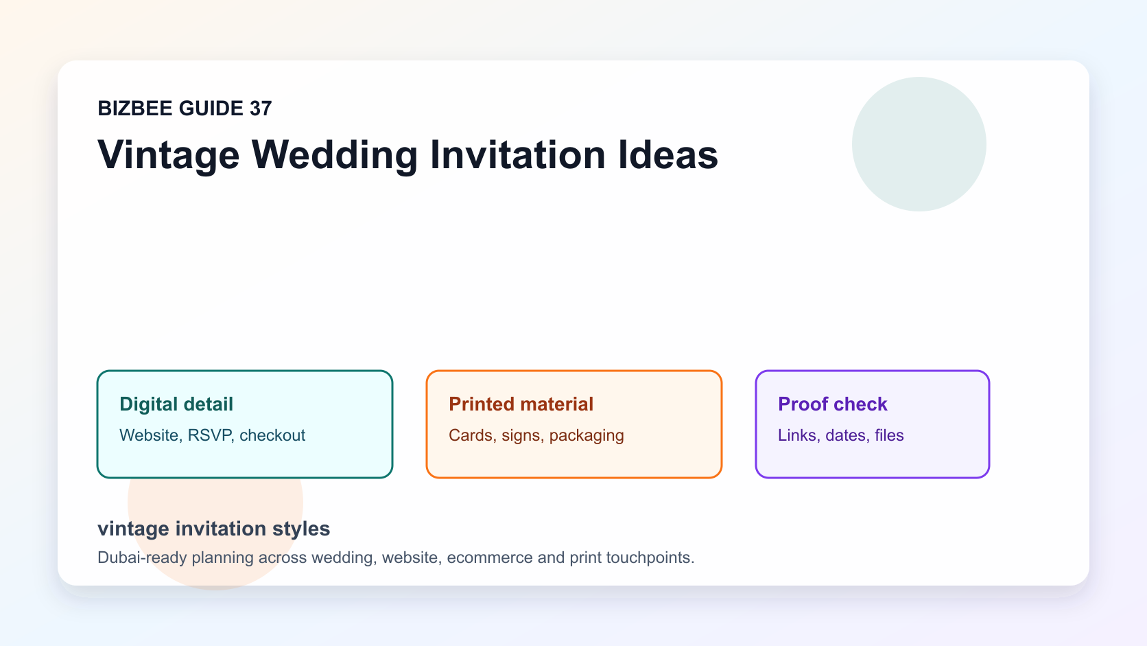 vintage invitation styles for Dubai wedding, website and ecommerce planning