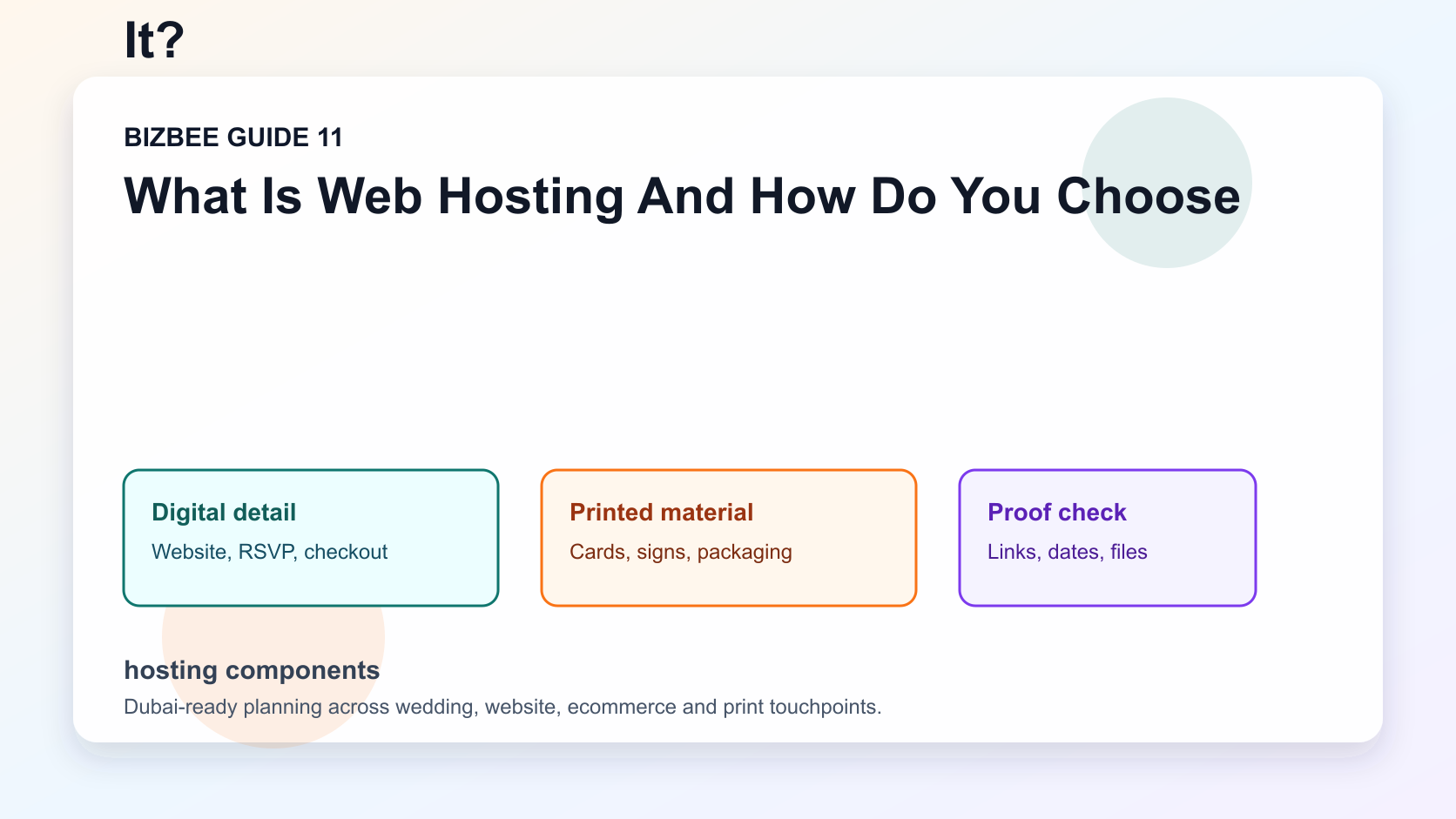 hosting components for Dubai wedding, website and ecommerce planning