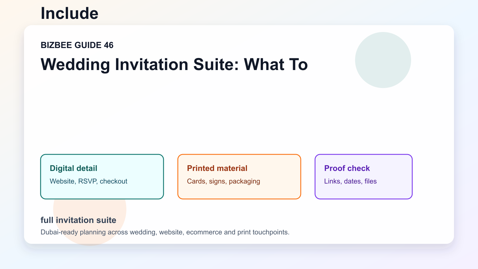 full invitation suite for Dubai wedding, website and ecommerce planning