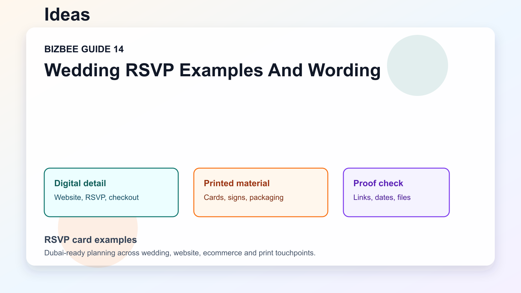 RSVP card examples for Dubai wedding, website and ecommerce planning