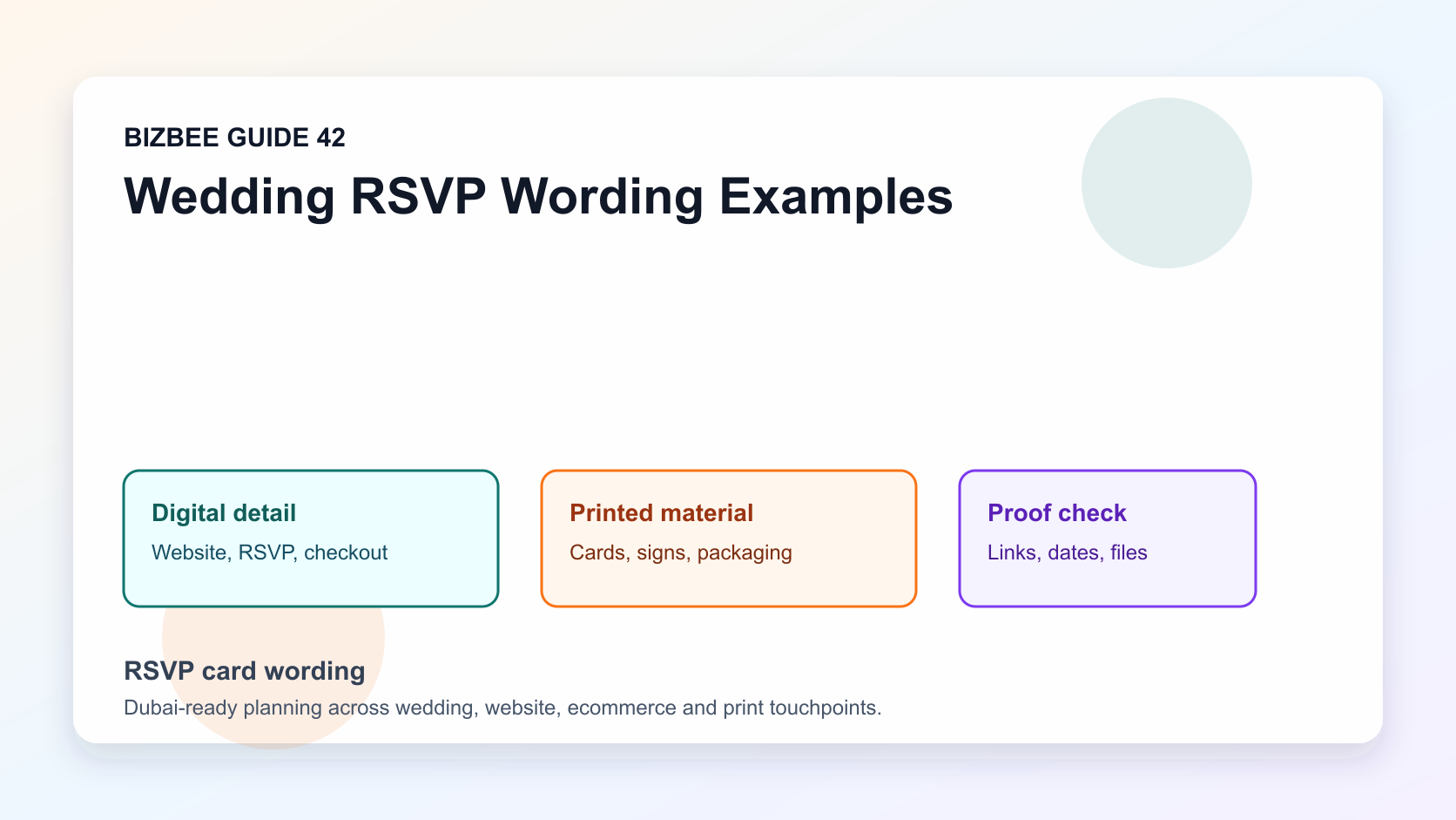 RSVP card wording for Dubai wedding, website and ecommerce planning
