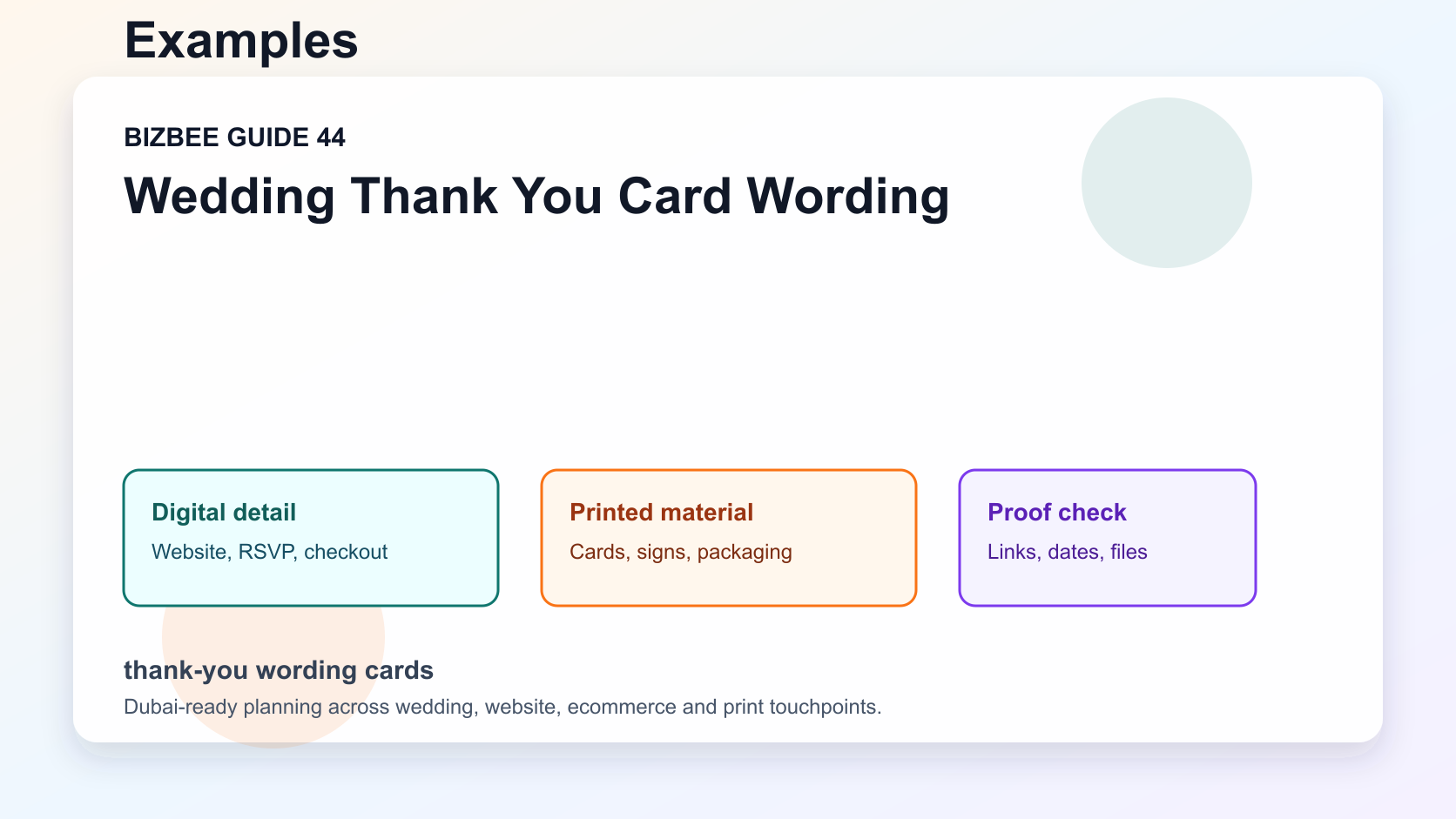 thank-you wording cards for Dubai wedding, website and ecommerce planning