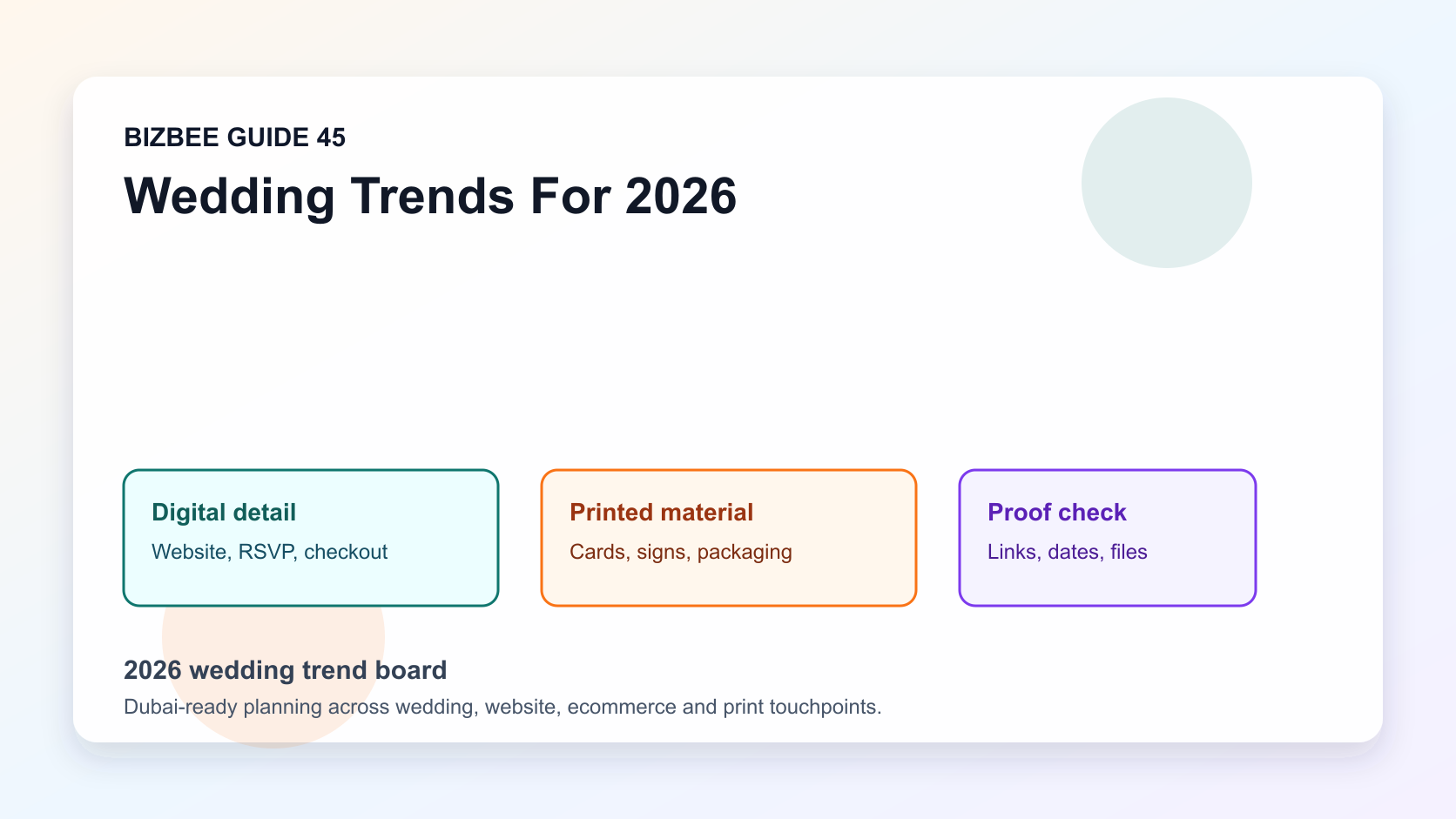 2026 wedding trend board for Dubai wedding, website and ecommerce planning