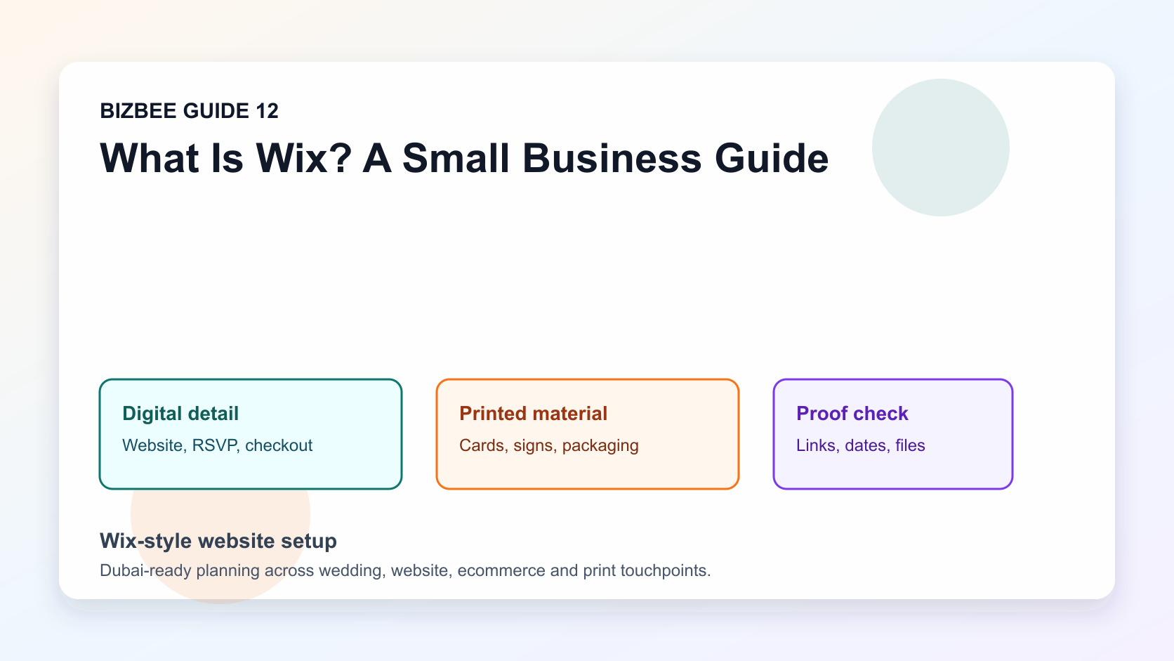 Wix-style website setup for Dubai wedding, website and ecommerce planning