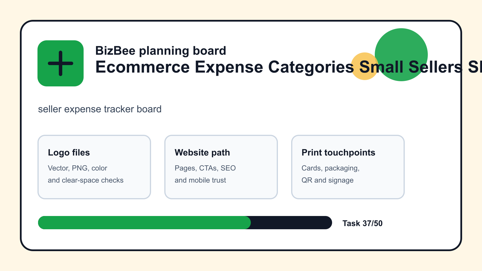 seller expense tracker board for Dubai logo, website and ecommerce planning