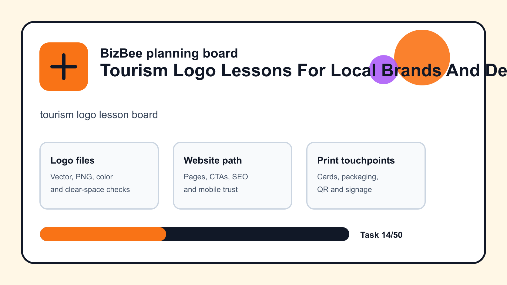 tourism logo lesson board for Dubai logo, website and ecommerce planning