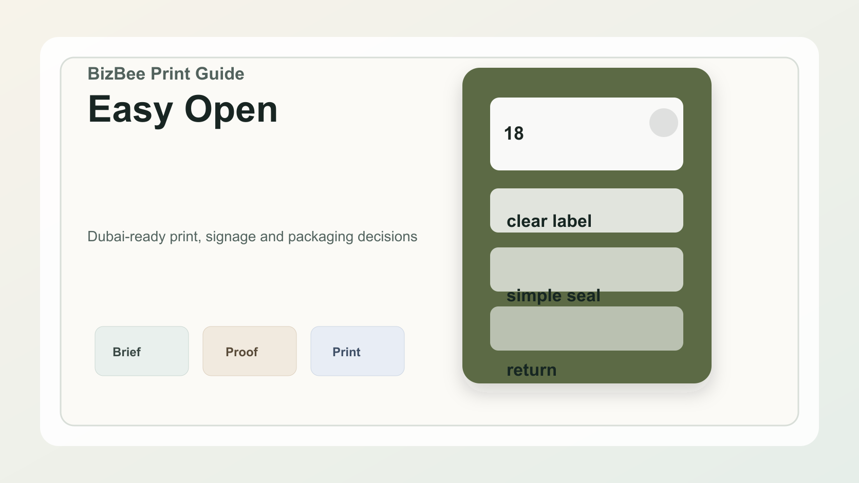 BizBee guide visual for frustration-free packaging: what it means for your customers showing easy-open packaging design with clear labels, protective inserts and simple customer steps.