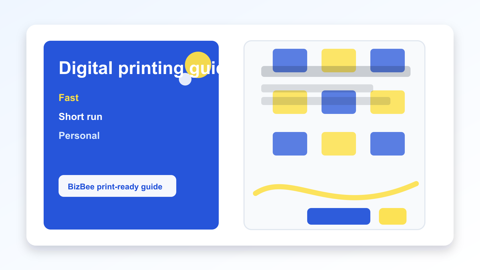 BizBee print guide visual for digital printing guide for fast business printing in dubai showing modern digital printing output with short-run business materials.